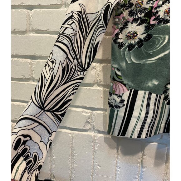 Custo Barcelona Jacket Sweater Multicolor Sz S Full Zip Art Beaded Floral Unique - Picture 10 of 16